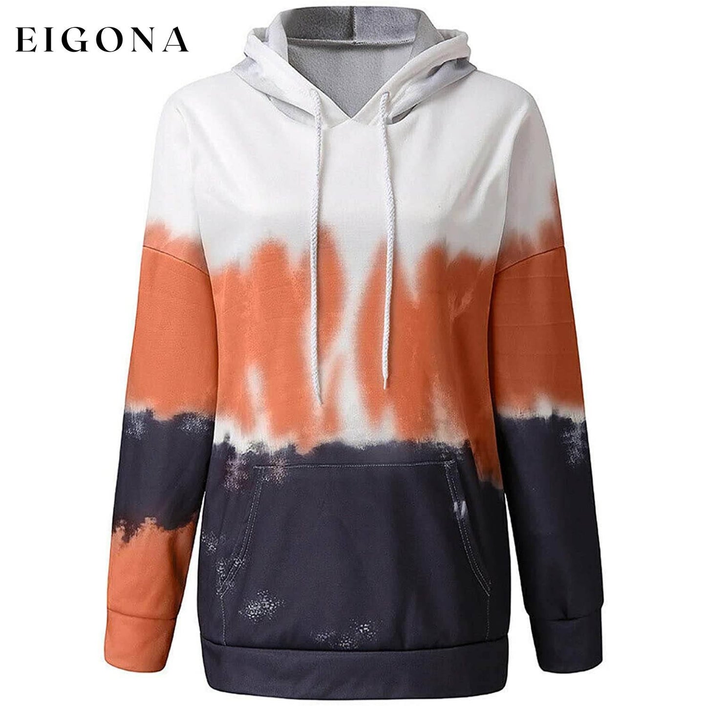 Women Hoodies Tops Tie Dye Printed Long Sleeve Drawstring Pullover Sweatshirts with Pocket __stock:100 clothes refund_fee:1200 tops