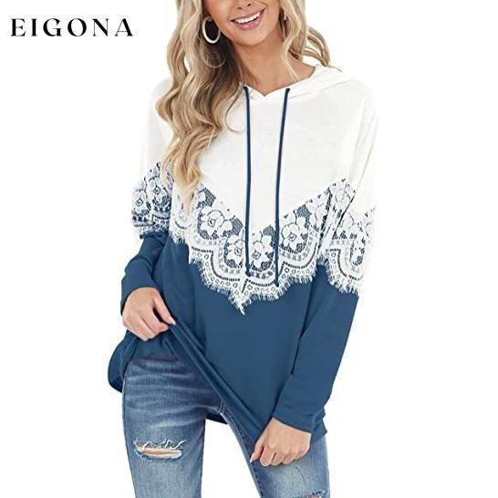 Women Long Sleeve Lace Hoodies Blue __stock:50 clothes refund_fee:1200 tops