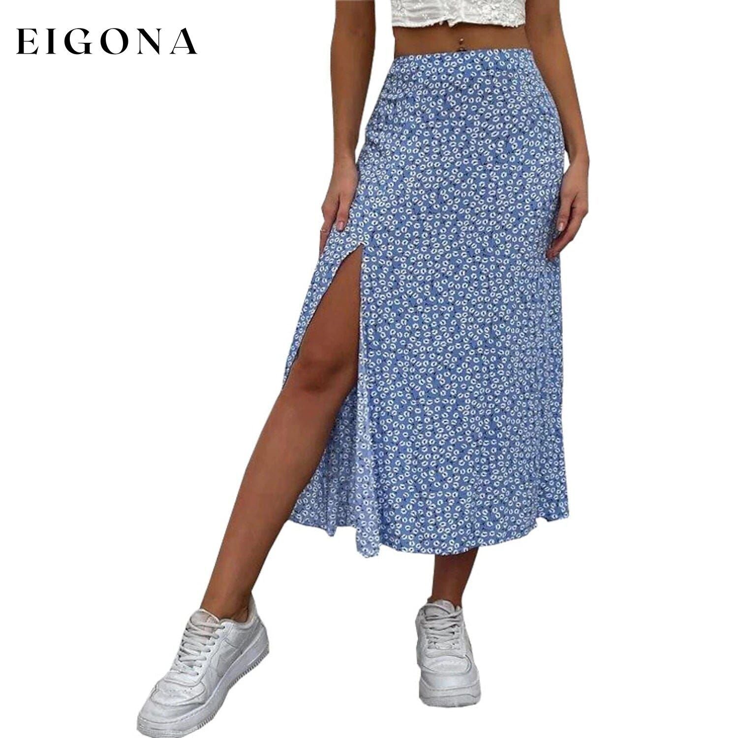 Women's A Line Long Skirt Blue __stock:200 bottoms refund_fee:800