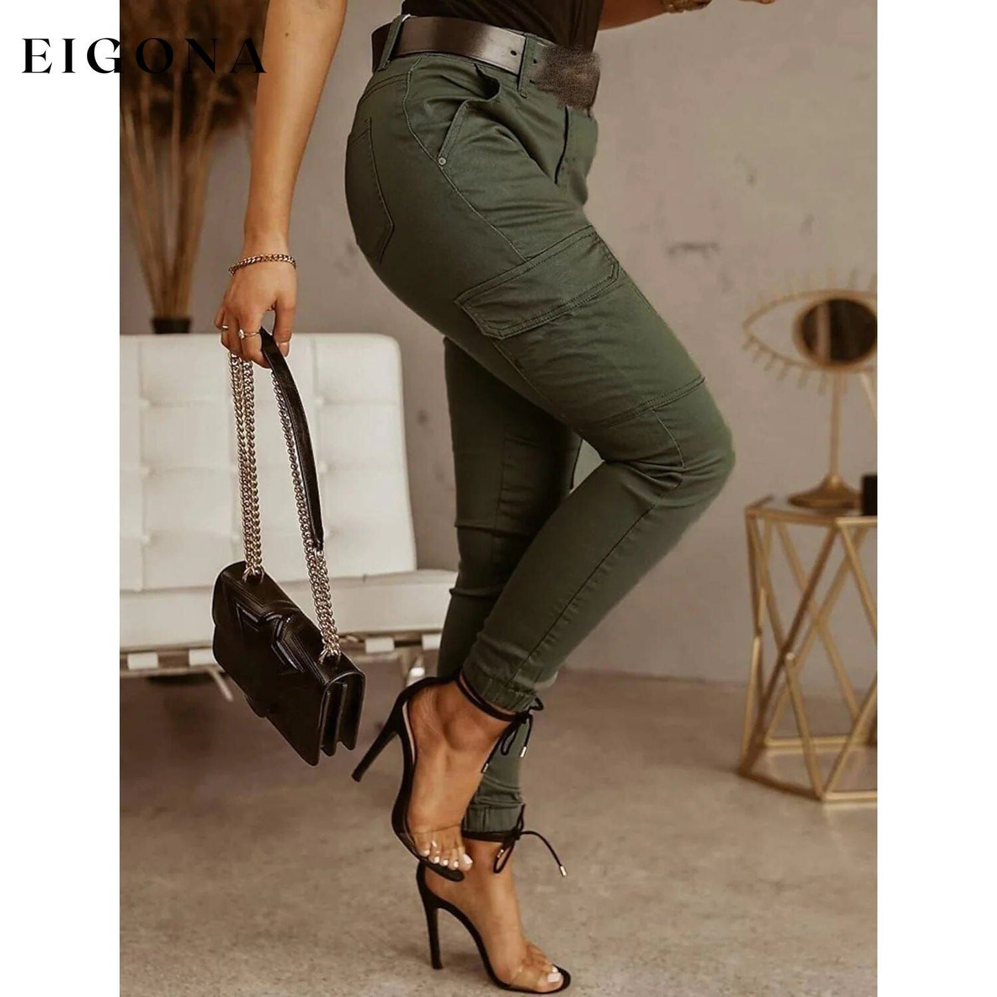 Women's Basic Essential Casual Sporty Tactical Cargo Trousers __stock:200 bottoms refund_fee:1200 show-color-swatches