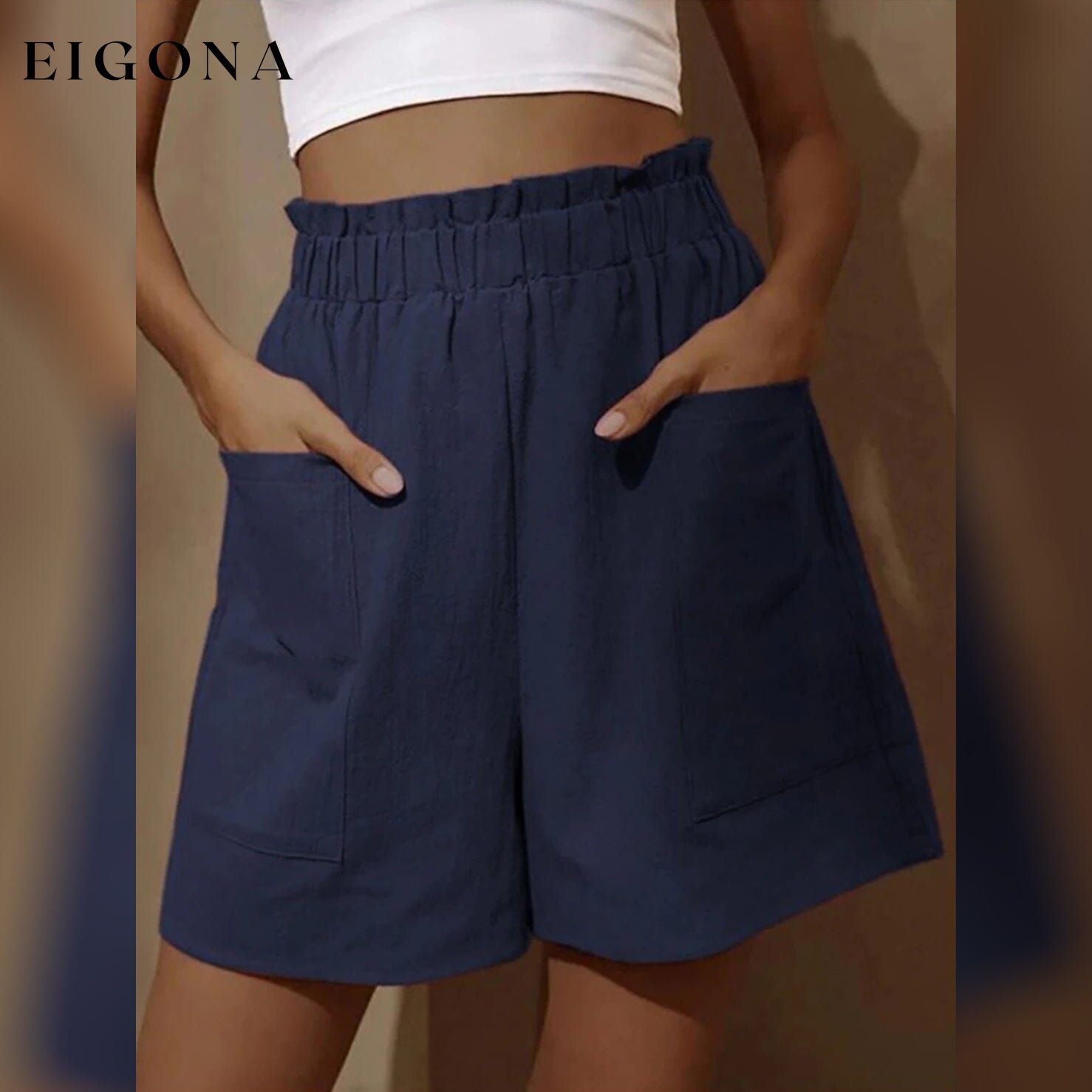 Women's Basic Essential Casual/Sporty Wide Leg Bermuda Shorts Blue __stock:200 bottoms refund_fee:800