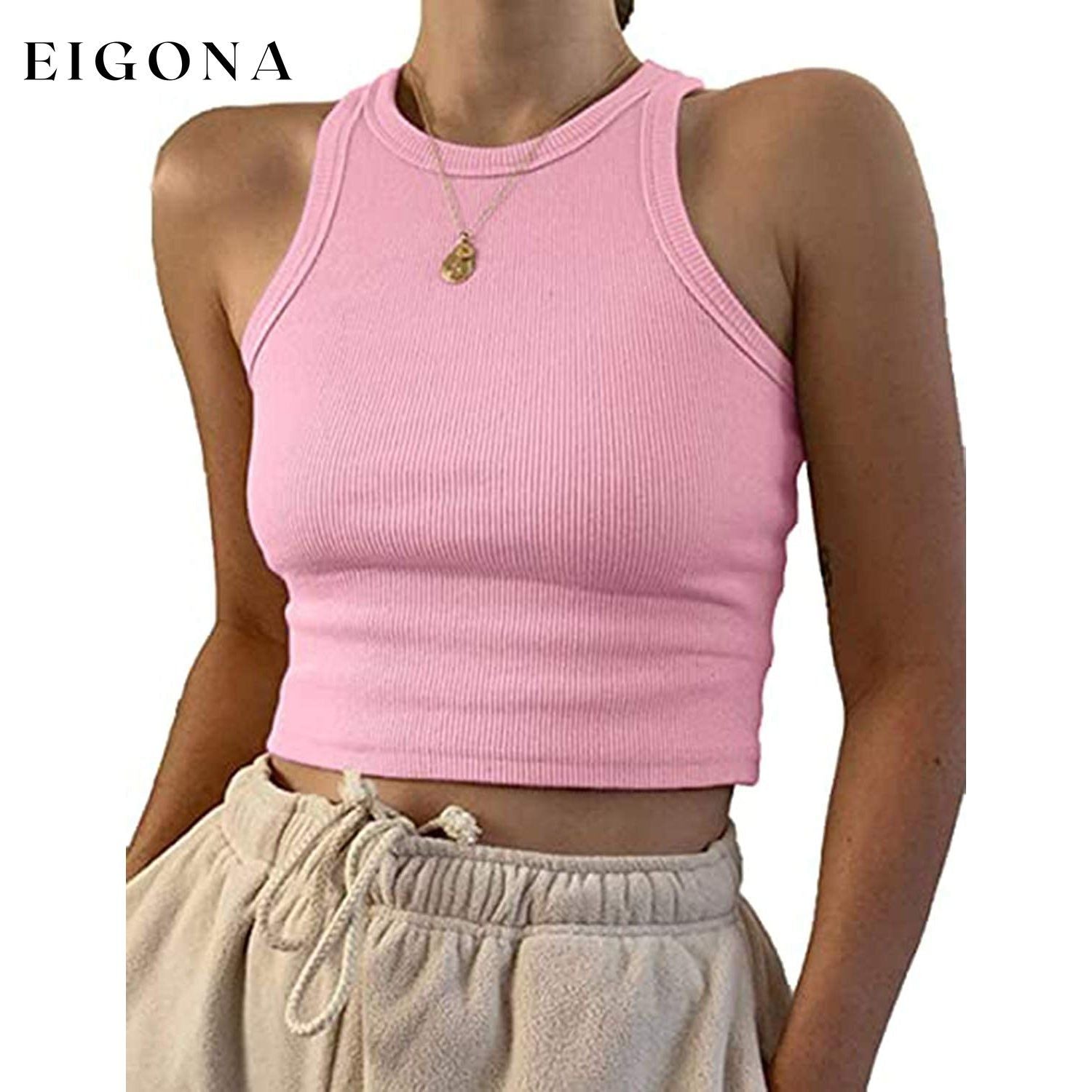 Womens Basic Sleeveless Tank Top Pink __stock:200 clothes refund_fee:800 tops