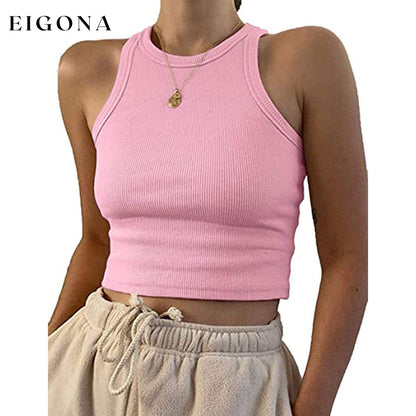 Womens Basic Sleeveless Tank Top Pink __stock:200 clothes refund_fee:800 tops