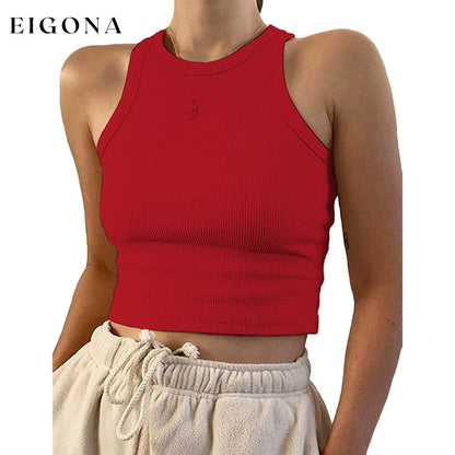 Womens Basic Sleeveless Tank Top Red __stock:200 clothes refund_fee:800 tops