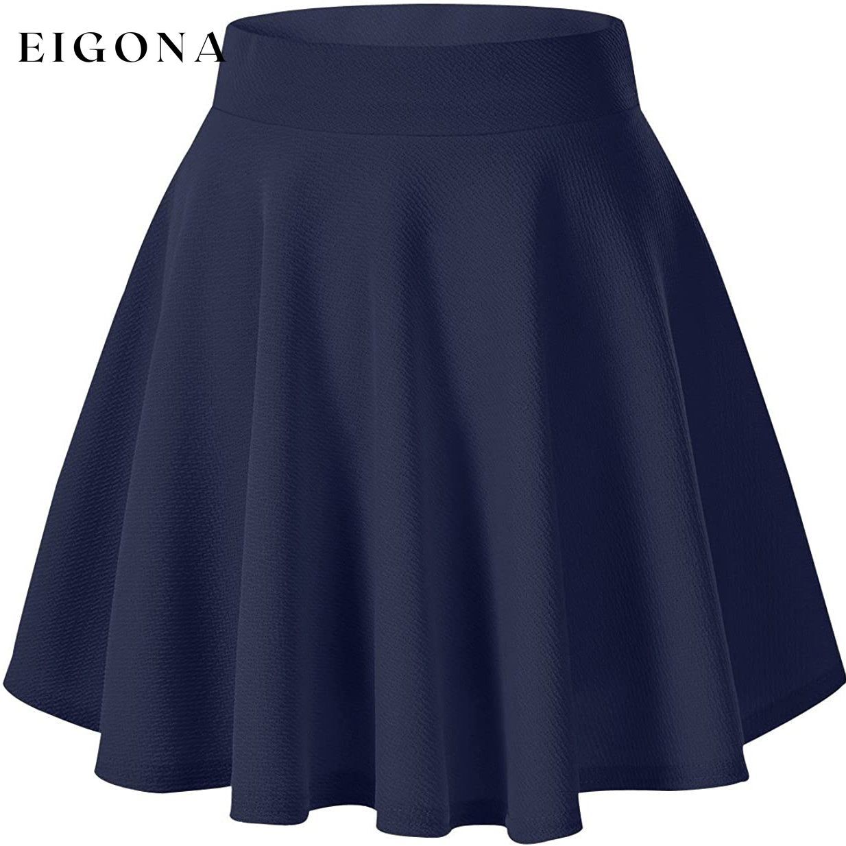 Women's Basic Versatile Flared Mini Skater Skirt Navy Blue __stock:200 bottoms refund_fee:1200