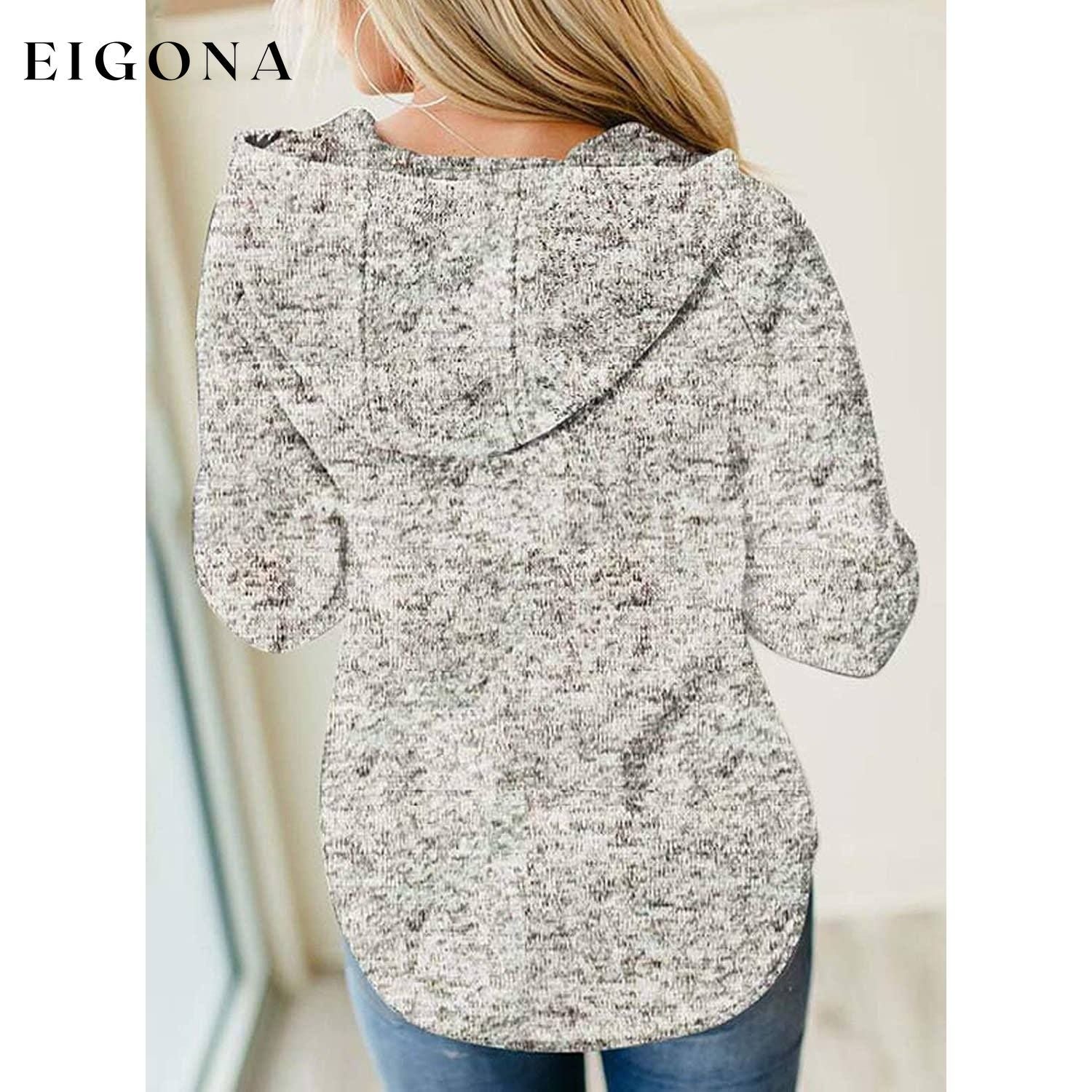 Womens Button Collar Drawstring Stitching Sweatshirts Hoodies Pullover __stock:50 clothes refund_fee:1200 tops