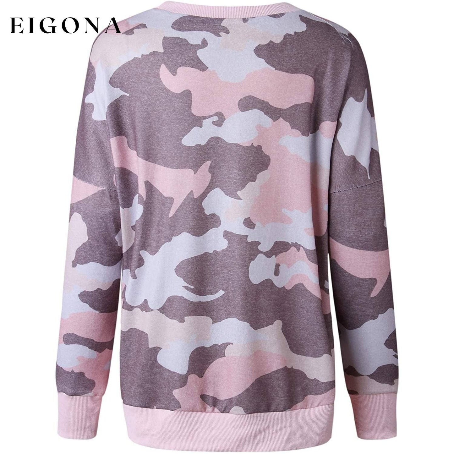 Women's Camouflage Print Casual Leopard Pullover Long Sleeve Sweatshirts __stock:50 clothes refund_fee:800 tops