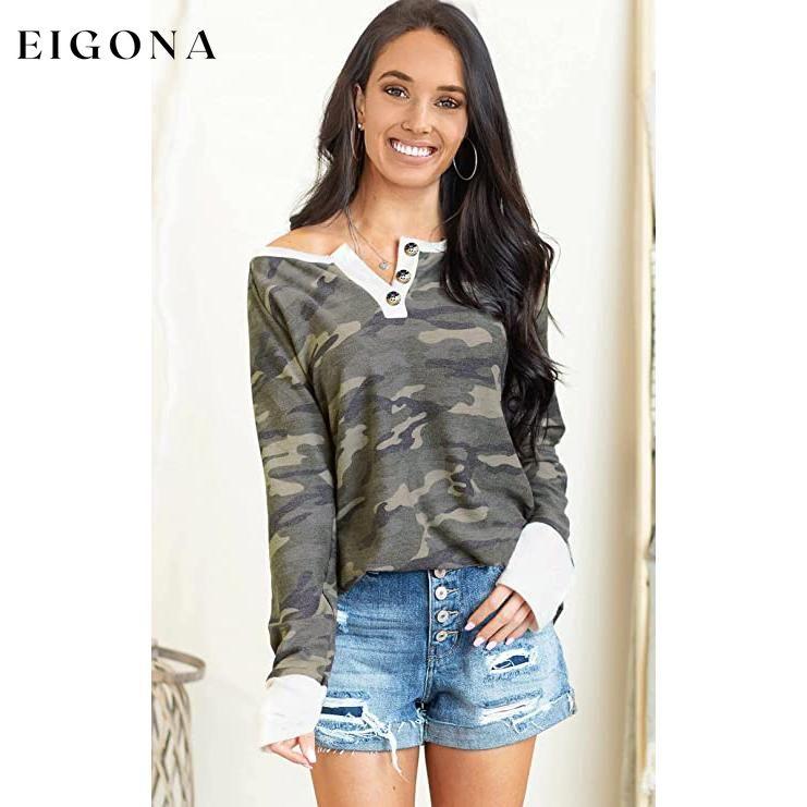 Women's Camouflage Print Casual Leopard Pullover Long Sleeve Sweatshirts __stock:50 clothes refund_fee:800 tops