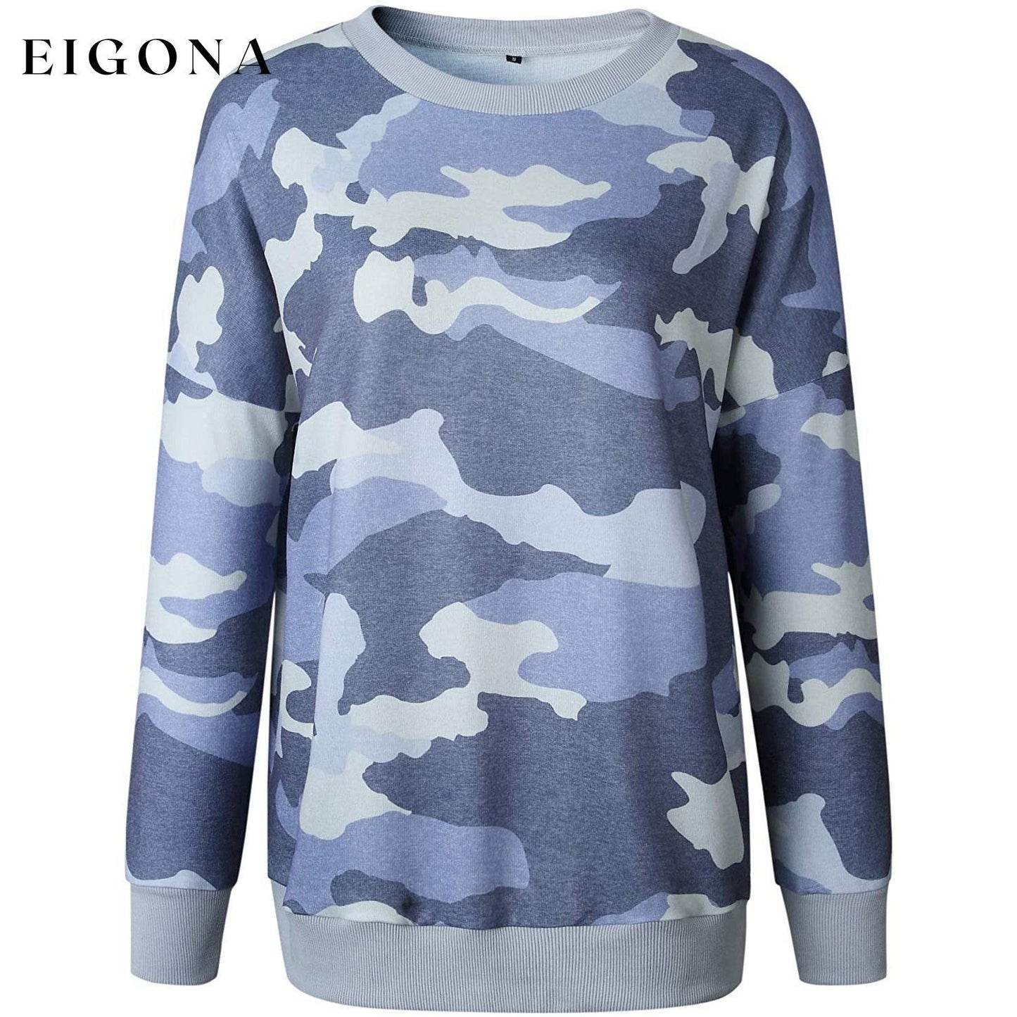 Women's Camouflage Print Casual Leopard Pullover Long Sleeve Sweatshirts __stock:50 clothes refund_fee:800 tops