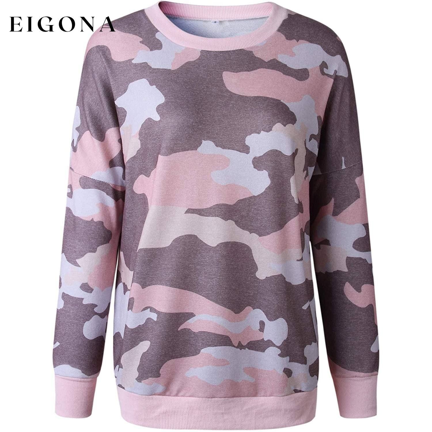 Women's Camouflage Print Casual Leopard Pullover Long Sleeve Sweatshirts __stock:50 clothes refund_fee:800 tops