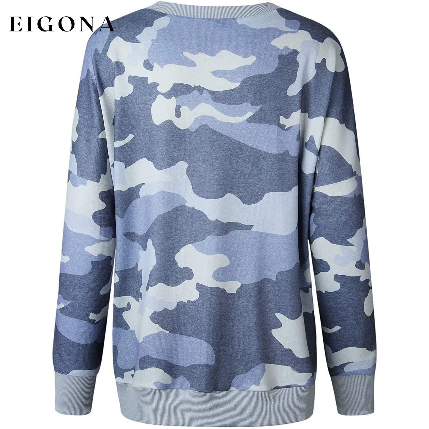 Women's Camouflage Print Casual Leopard Pullover Long Sleeve Sweatshirts __stock:50 clothes refund_fee:800 tops