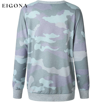 Women's Camouflage Print Casual Leopard Pullover Long Sleeve Sweatshirts __stock:50 clothes refund_fee:800 tops