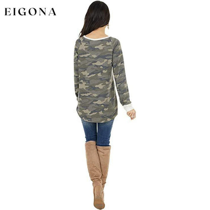 Women's Camouflage Print Casual Leopard Pullover Long Sleeve Sweatshirts __stock:50 clothes refund_fee:800 tops