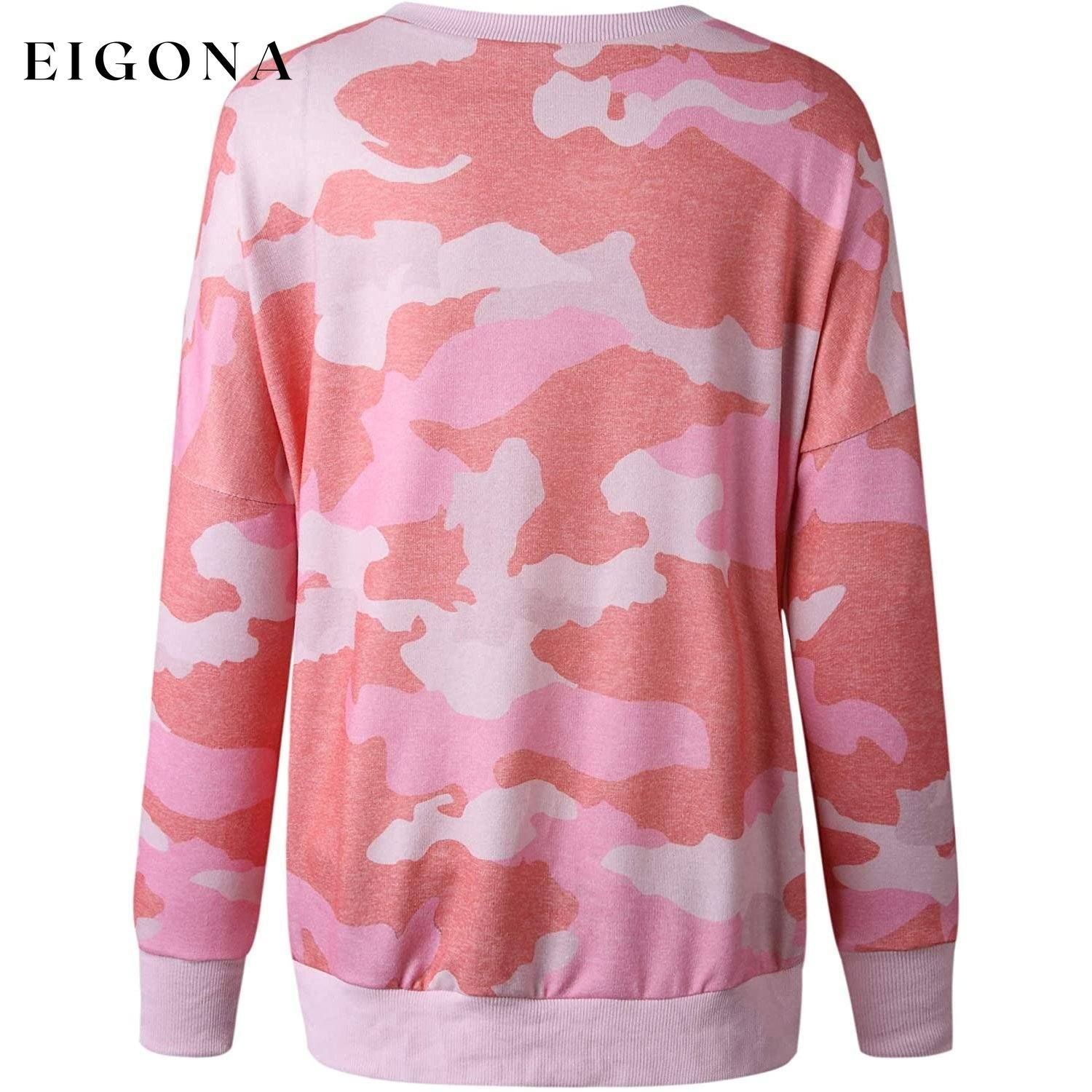 Women's Camouflage Print Casual Leopard Pullover Long Sleeve Sweatshirts __stock:50 clothes refund_fee:800 tops