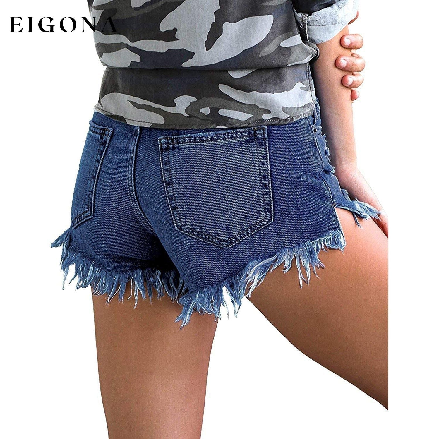 Women's Casual Denim Shorts Frayed Raw Hem Ripped Jeans Shorts __stock:200 bottoms refund_fee:1200