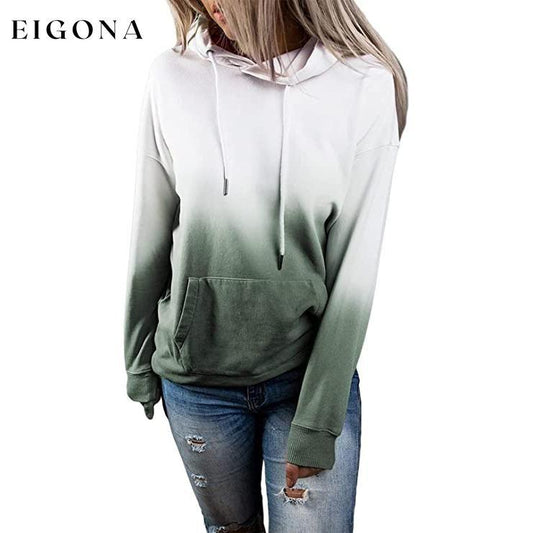 Women's Casual Hooded Sweatshirt Loose Drawstring Pullover Hoodie Green __stock:50 clothes refund_fee:1200 tops