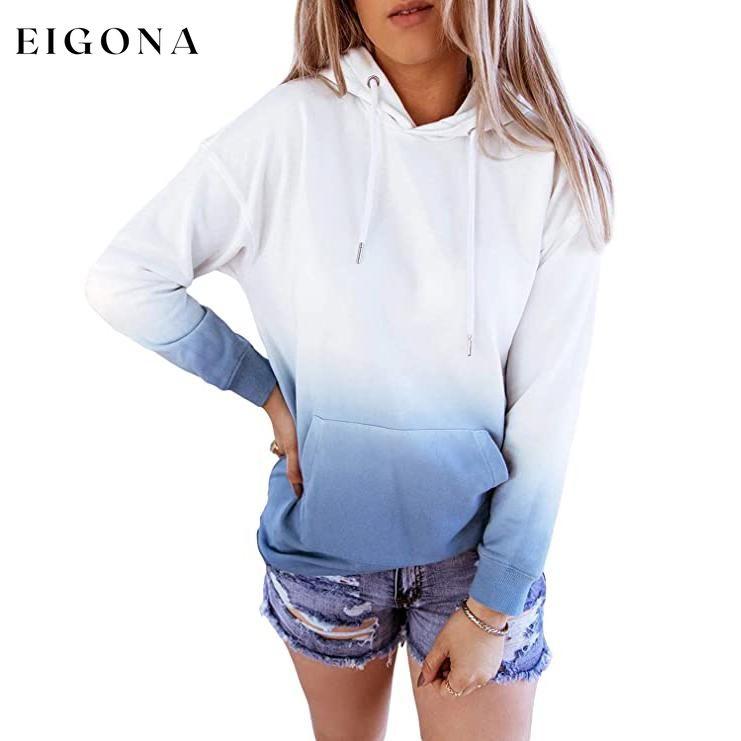 Women's Casual Hooded Sweatshirt Loose Drawstring Pullover Hoodie Sky Blue __stock:50 clothes refund_fee:1200 tops