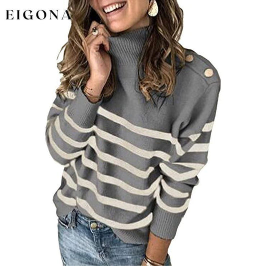 Women's Casual Long Sleeve Crewneck Patchwork Knit Sweater Top Gray __stock:50 clothes refund_fee:1200 tops