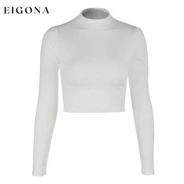 Women's Casual Round Neck Bottoming Long Sleeve Crop Top __stock:50 clothes refund_fee:800 tops