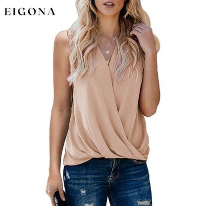 Womens Casual Summer Tie Sleeve Wrap V Neck Chiffon Blouses Tops Shirts Khaki __stock:500 clothes refund_fee:800 tops