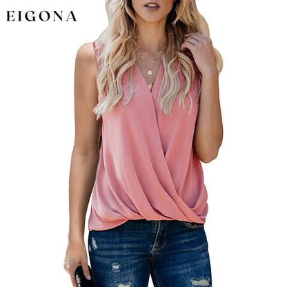 Womens Casual Summer Tie Sleeve Wrap V Neck Chiffon Blouses Tops Shirts Pink __stock:500 clothes refund_fee:800 tops