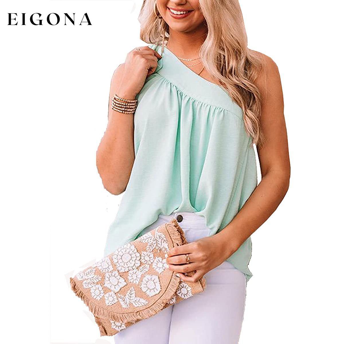 Women's Casual Tie One Shoulder Top Baby Blue __stock:200 clothes refund_fee:1200 tops