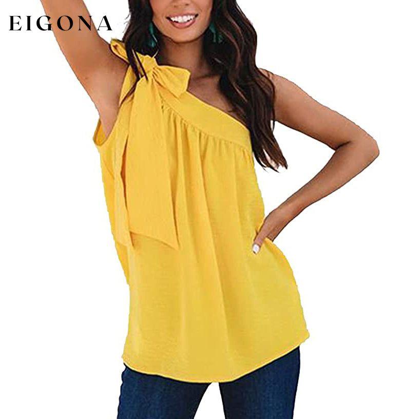 Women's Casual Tie One Shoulder Top Yellow __stock:200 clothes refund_fee:1200 tops