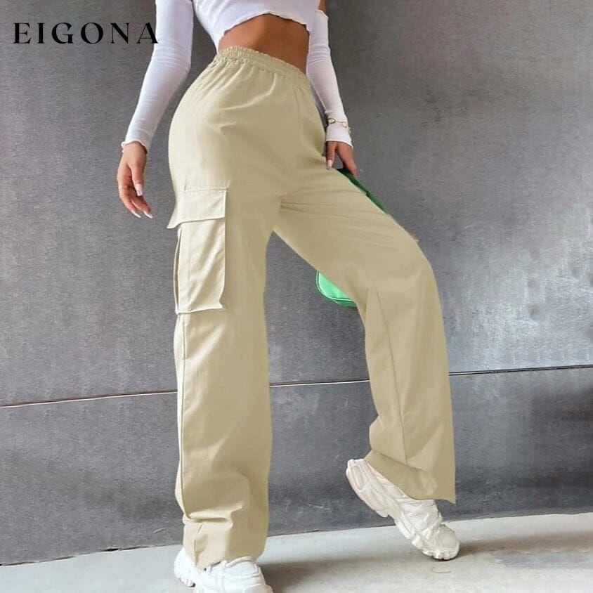 Women's Chinos Cargo Mid Waist Pants Beige __stock:200 bottoms refund_fee:1200