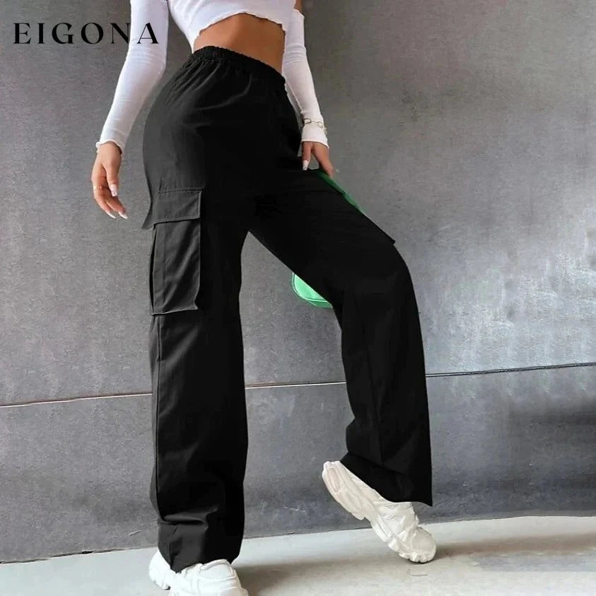 Women's Chinos Cargo Mid Waist Pants Black __stock:200 bottoms refund_fee:1200