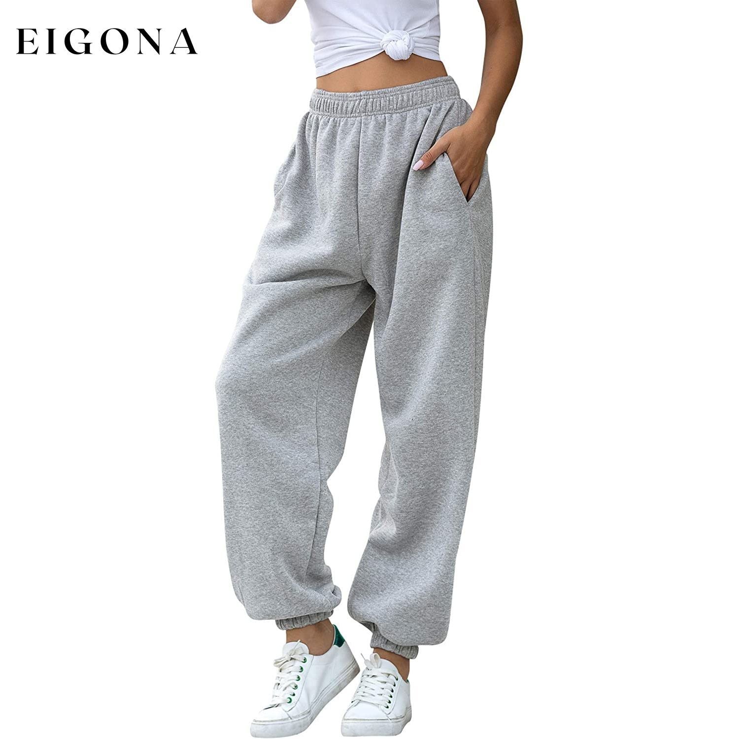 Women's Cinch Bottom Sweatpants Pockets High Waist Sporty Gray __stock:200 bottoms refund_fee:1200