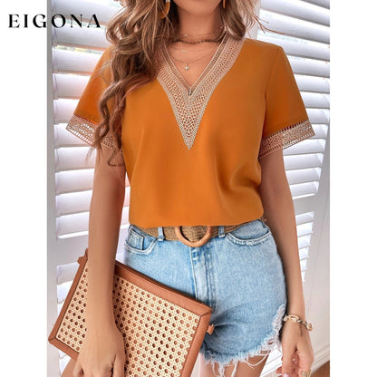 Women's Contrast Guipure Lace Blouse __stock:200 clothes refund_fee:800 tops