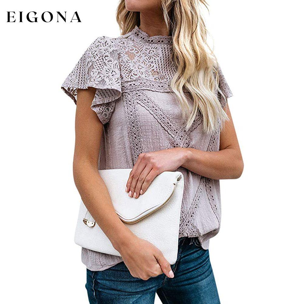 Women's Cute Lace Shirt Top T-Shirt Purple __stock:200 clothes refund_fee:800 tops