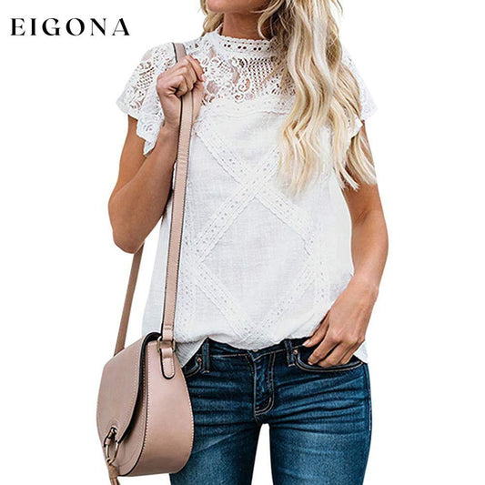 Women's Cute Lace Shirt Top T-Shirt White __stock:200 clothes refund_fee:800 tops