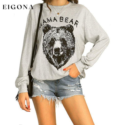 Women's Cute Long Sleeve Top Loose Crewneck Pullover Sweatshirt Gray __stock:50 clothes refund_fee:1200 tops