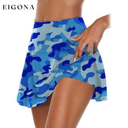 Women's Fashion Camouflage Print Athletic Skirt Blue __stock:200 bottoms refund_fee:800