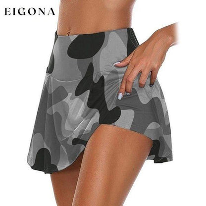 Women's Fashion Camouflage Print Athletic Skirt Gray __stock:200 bottoms refund_fee:800