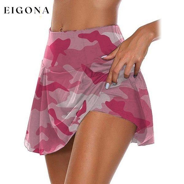 Women's Fashion Camouflage Print Athletic Skirt Pink __stock:200 bottoms refund_fee:800