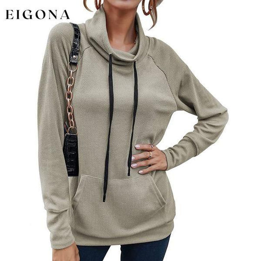 Women's High Collar Long Sleeve Lace Loose Pullover Top Hoodie Apricot __stock:50 clothes refund_fee:1200 tops