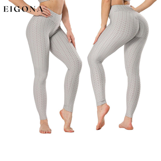 Women's High Waist Textured Butt Lifting Slimming Workout Leggings Tights Pants Light Gray __stock:100 bottoms refund_fee:800