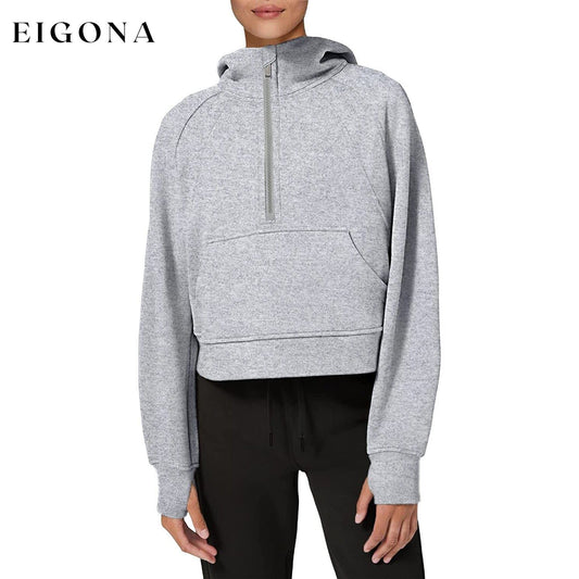 Women's Hoodies Fleece Lined Collar Pullover Light Gray __stock:200 clothes refund_fee:1200 tops
