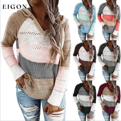 Women's Lightweight and Breathable Knit Hoodie __stock:50 clothes Low stock refund_fee:1200 tops