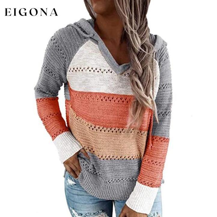 Women's Lightweight and Breathable Knit Hoodie Gray __stock:50 clothes Low stock refund_fee:1200 tops