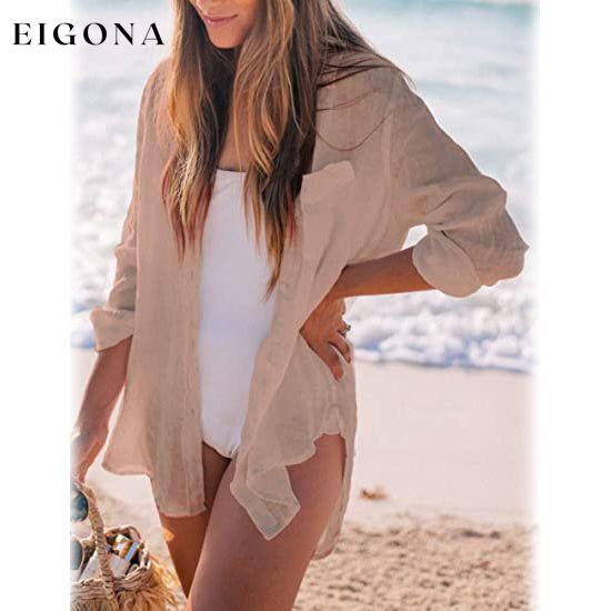 Women's Long Sleeve Beach Shirt Blouse __stock:200 clothes refund_fee:1200 tops