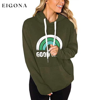 Women's Long Sleeve Casual Graphic Tee Hoodies Army Green __stock:100 clothes refund_fee:1200 tops