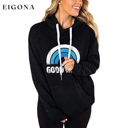 Women's Long Sleeve Casual Graphic Tee Hoodies Black __stock:100 clothes refund_fee:1200 tops