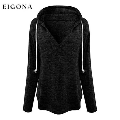 Women's Long Sleeve Deep V Neck Drawstring Sweatshirt Top __stock:50 clothes refund_fee:800 tops