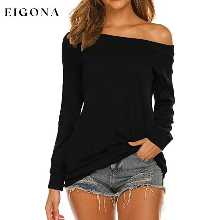 Women's Long Sleeve Off Shoulder Top Black __stock:500 clothes refund_fee:800 tops