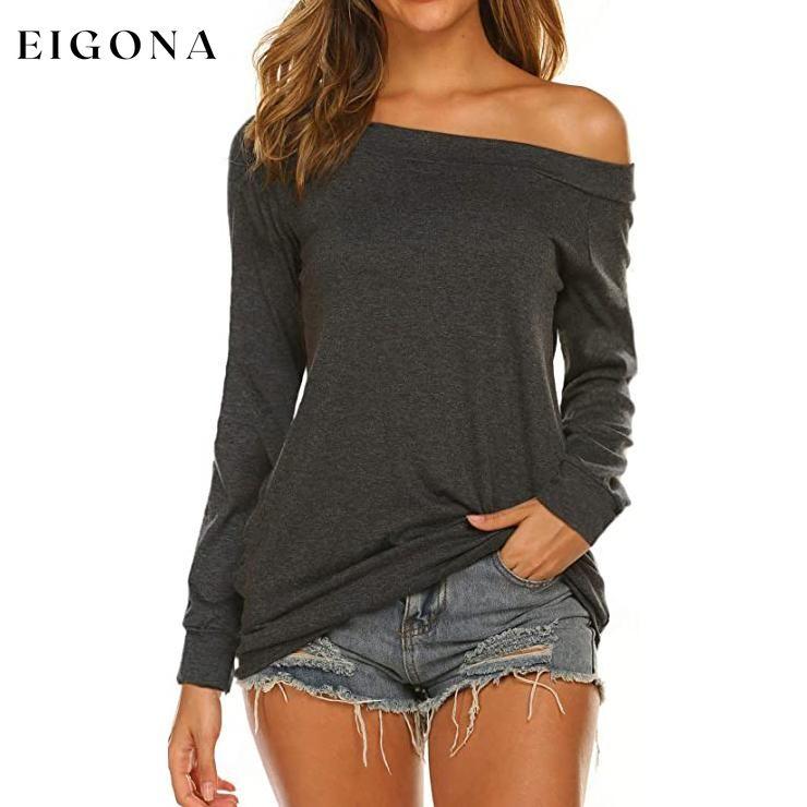 Women's Long Sleeve Off Shoulder Top Dark Gray __stock:500 clothes refund_fee:800 tops
