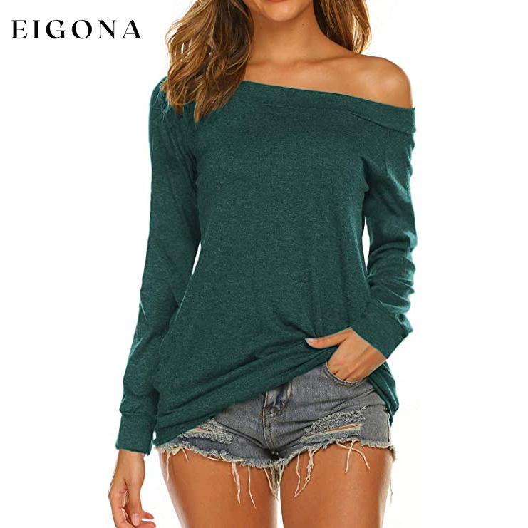 Women's Long Sleeve Off Shoulder Top Green __stock:500 clothes refund_fee:800 tops