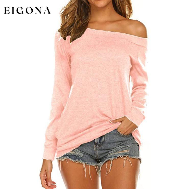 Women's Long Sleeve Off Shoulder Top Pink __stock:500 clothes refund_fee:800 tops